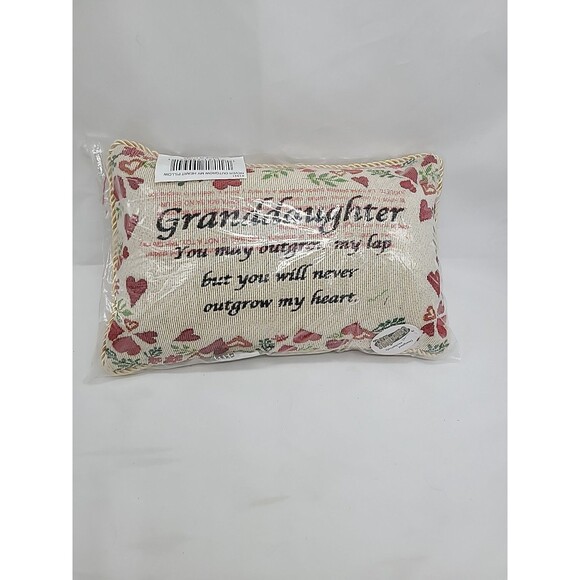 Embroidered Floral Heart Granddaughter Accent Lumbar Toss Throw Pillow 8"x12" - Picture 5 of 15